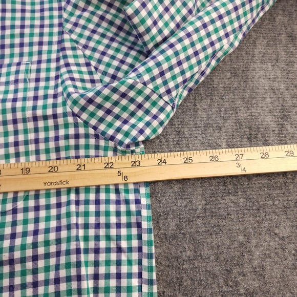 Duluth Trading Shirt Large Green Blue Gingham Check Long‎ Sleeve Button Down - Picture 4 of 7